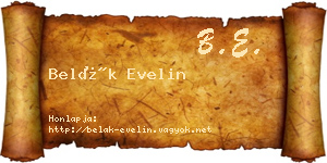 Belák Evelin névjegykártya