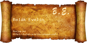 Belák Evelin névjegykártya